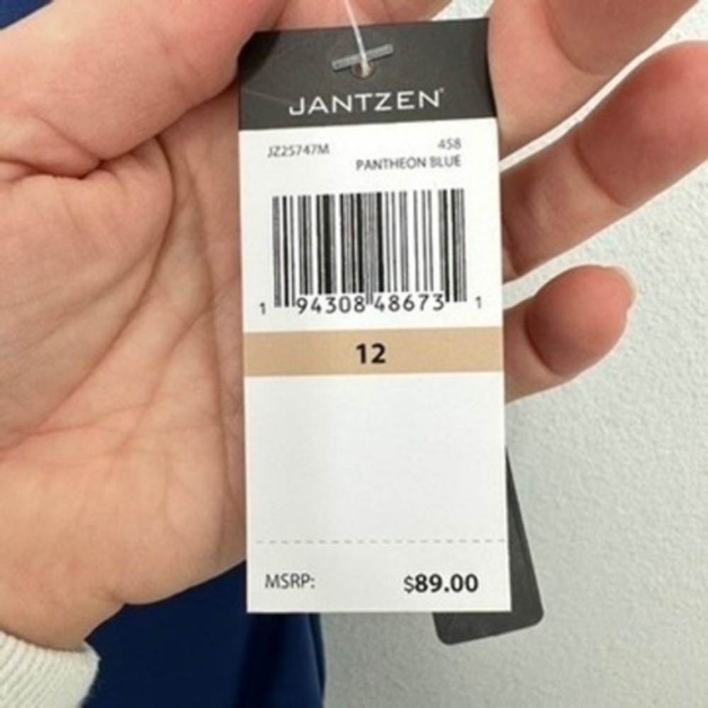 Jantzen‎ Pantheon Blue One Piece Swimsuit Criss Cross Back Size 12 NEW - Picture 7 of 8